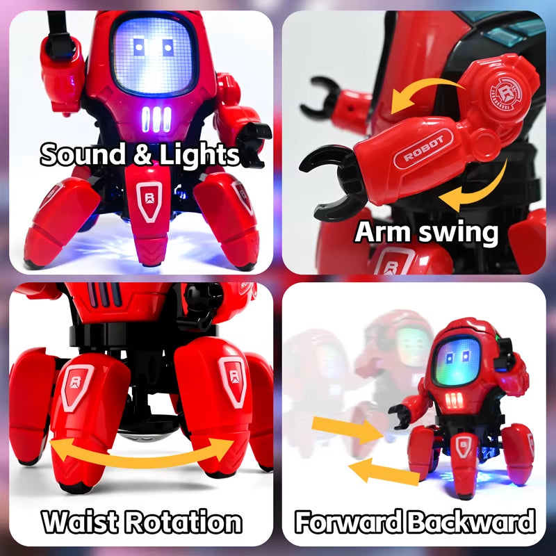 Kids Dance Robots Music LED 6 Claws Octopus Robot Birthday Gift Toys for Children Early Education Baby Toy Boys Girls
